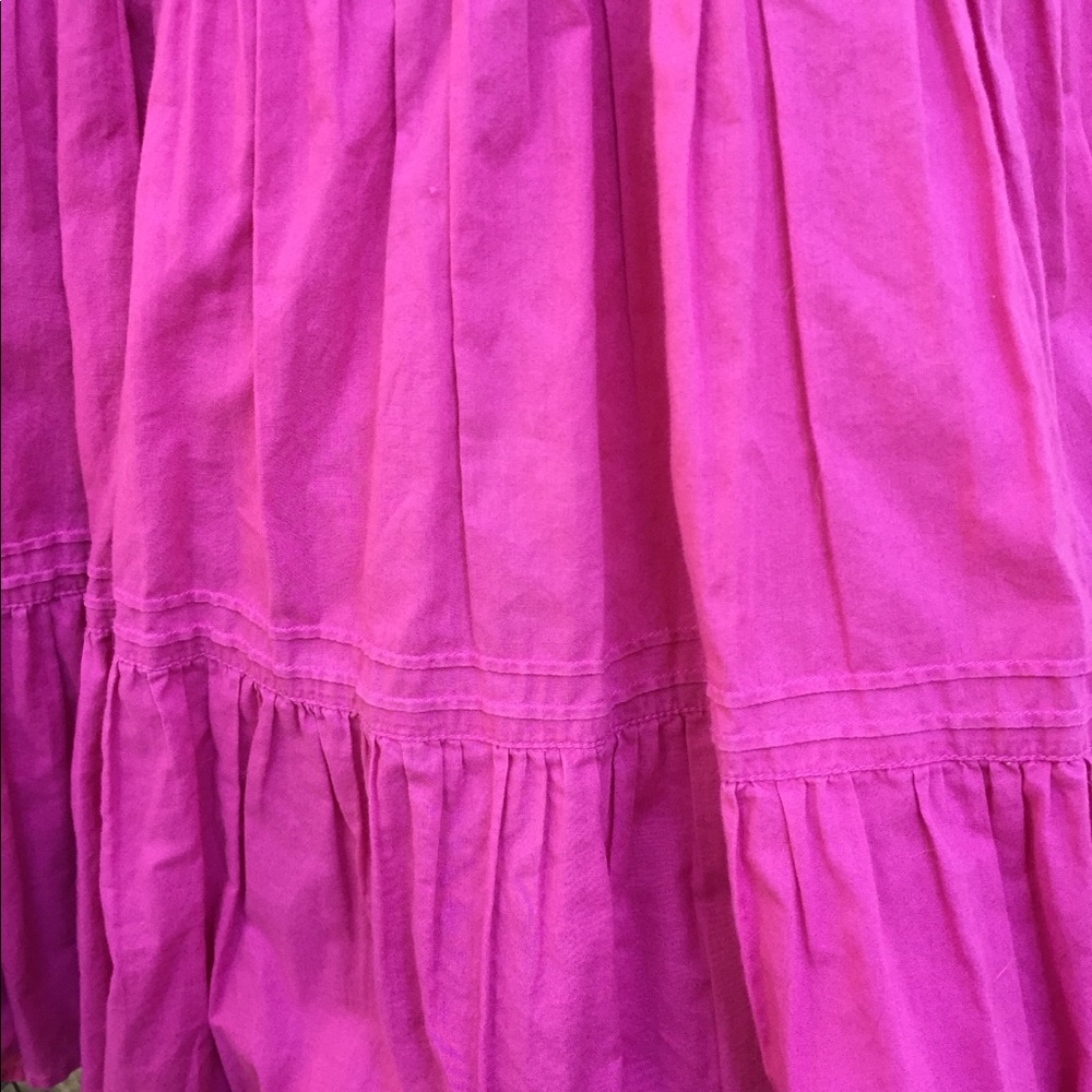 Cotton pink magenta  crinkled  vintage tiered  mini skirt - Picture 3 of 7
